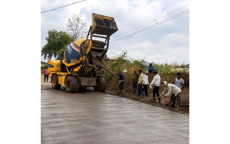 Rural CC Road Infrastructure Development – Executed with AJAX Self-Loading Concrete Mixer - Location - Railway Crossing Road Gangazari, Gondia